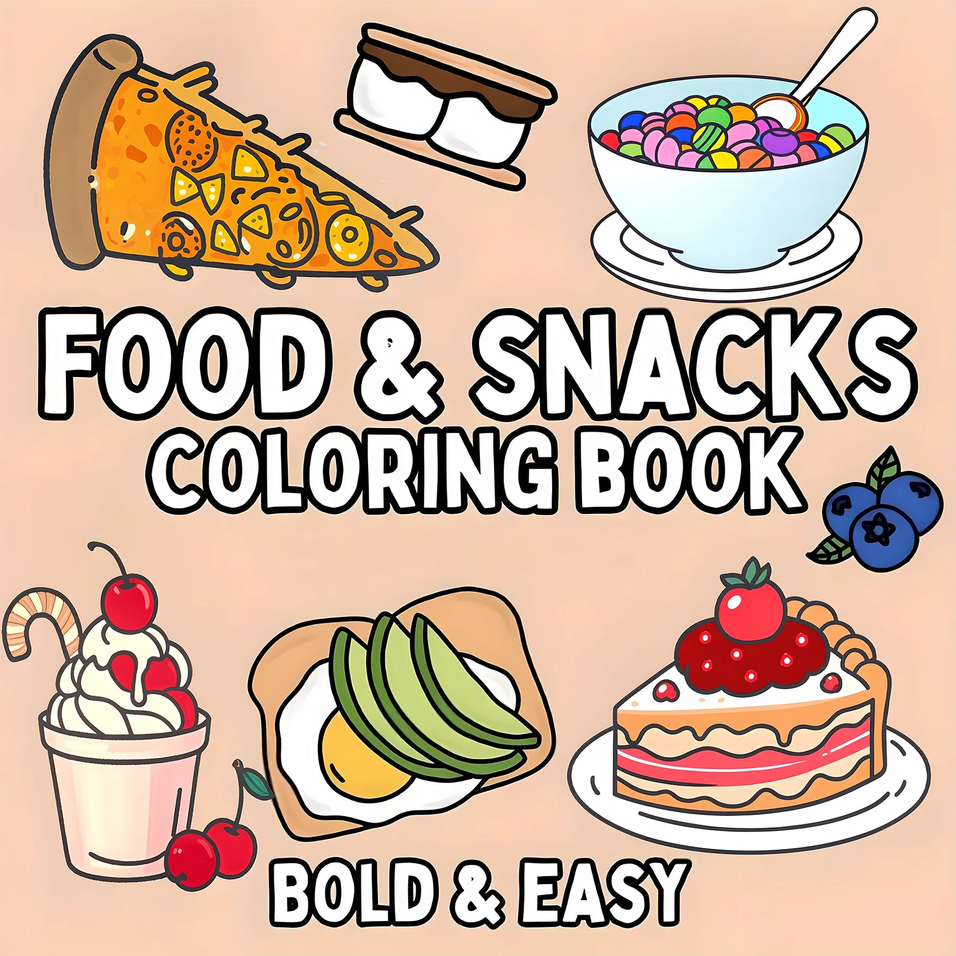 Delicious Food & Snack Themed Adult Coloring Book - 7.8-Inch Vibrant Illustrations for Perfect Gift for Birthdays