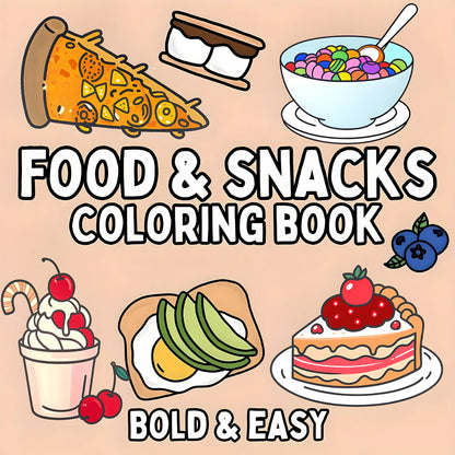 Delicious Food & Snack Themed Adult Coloring Book - 7.8-Inch Vibrant Illustrations for Perfect Gift for Birthdays
