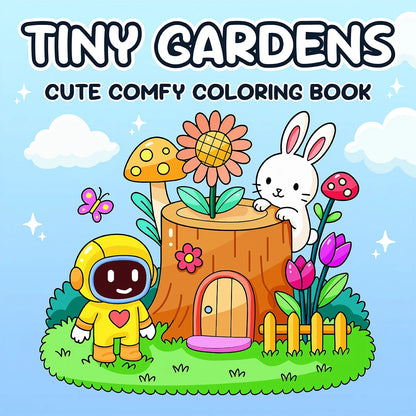 TINY GARDENS CUTE COMFY Patterns Coloring Book for Adults and Teens Cute Drawing Book Perfect Gift for Party and Birthday