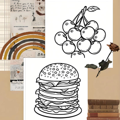 FOOD DRINK & SWEETS BOLD-EASY Coloring Book 24Page Perfect Gift for Adults Picture Book for Valentine'S, Christmas, Halloween