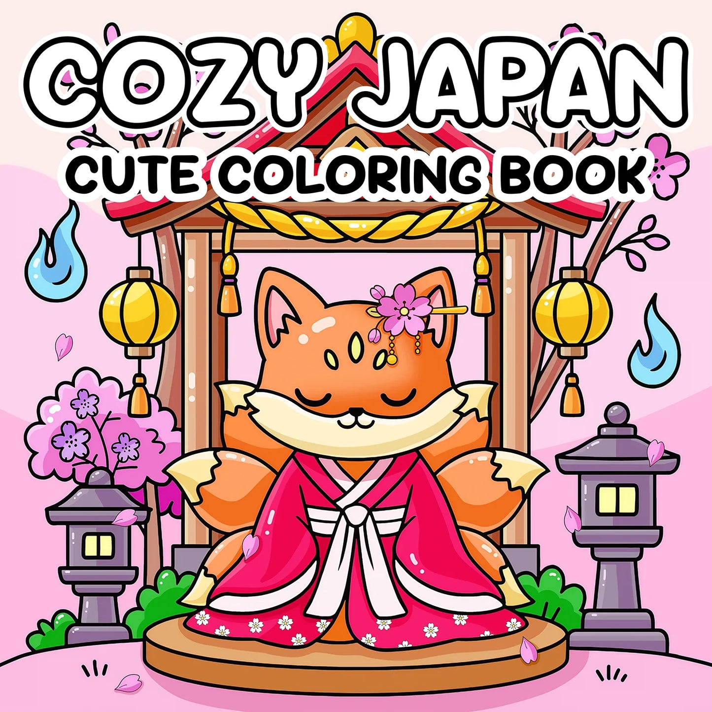 Cozy Japan Coloring Book Cute and Cozy Japanese Themed Patterns for Adults & Children Drawing Book Perfect Gift for Birthday