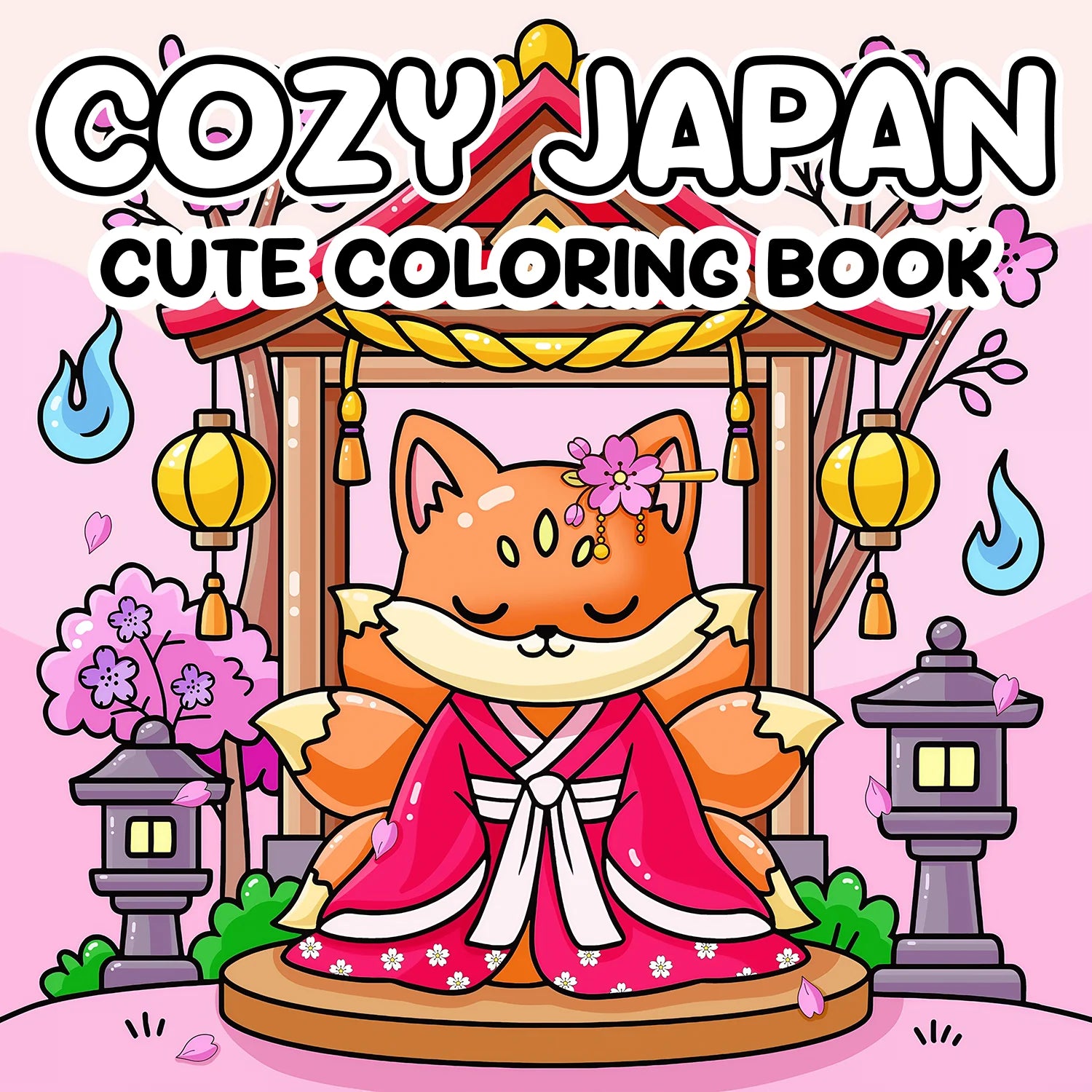 Cozy Japan Coloring Book Cute and Cozy Japanese Themed Patterns for Adults & Children Drawing Book Perfect Gift for Birthday