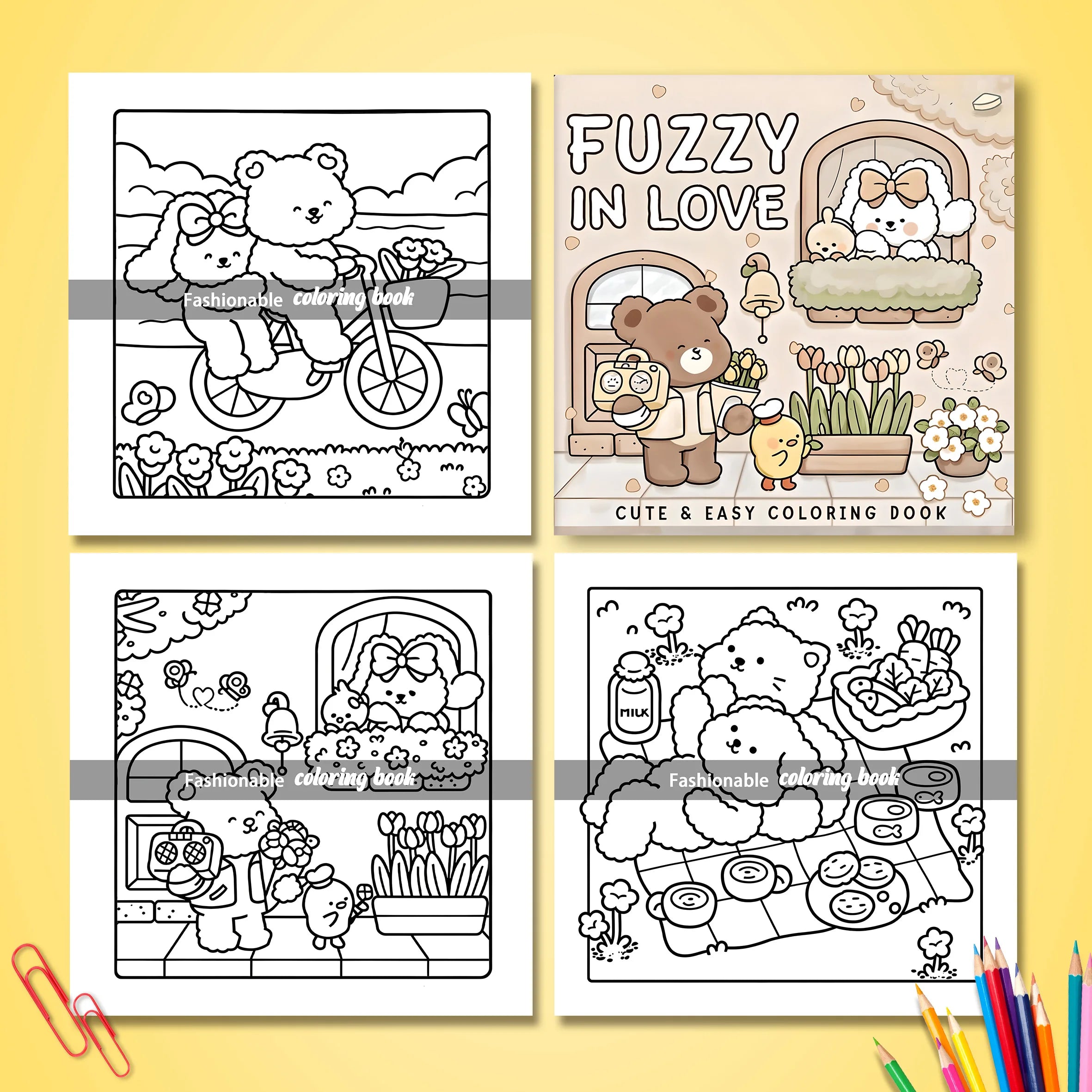 FUZZY in LOVE Bold-Easy Patterns Coloring Book for Adults Cute Drawing Book Perfect Gift for Party and Birthday