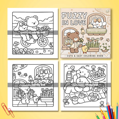 FUZZY in LOVE Bold-Easy Patterns Coloring Book for Adults Cute Drawing Book Perfect Gift for Party and Birthday