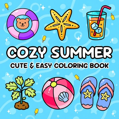 COZY SUMMER Bold-Easy Patterns Coloring Book for Adults Cute Graffiti Painting Drawing Book Perfect Gift for Party and Birthday