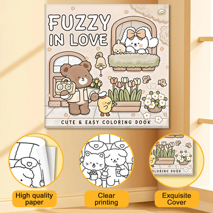 FUZZY in LOVE Bold-Easy Patterns Coloring Book for Adults Cute Drawing Book Perfect Gift for Party and Birthday