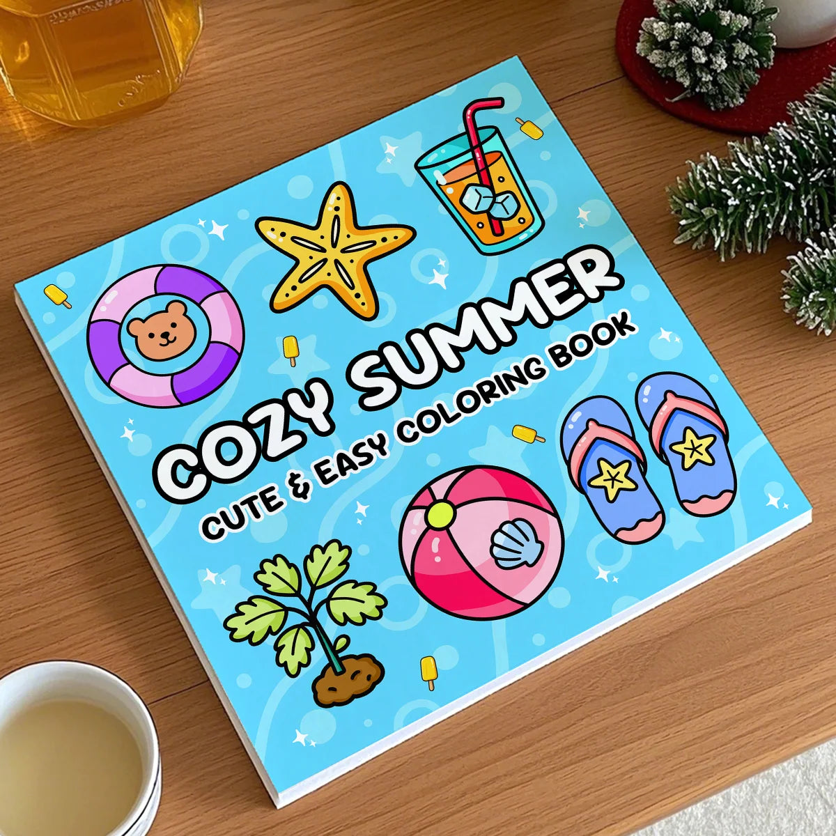 COZY SUMMER Bold-Easy Patterns Coloring Book for Adults Cute Graffiti Painting Drawing Book Perfect Gift for Party and Birthday