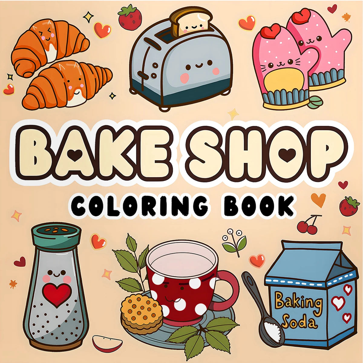 BAKE SHOP Coloring Book for Adults and Teens Featuring Cute Drawing Book Bold-Easy Patterns Perfect Gift for Party and Birthday
