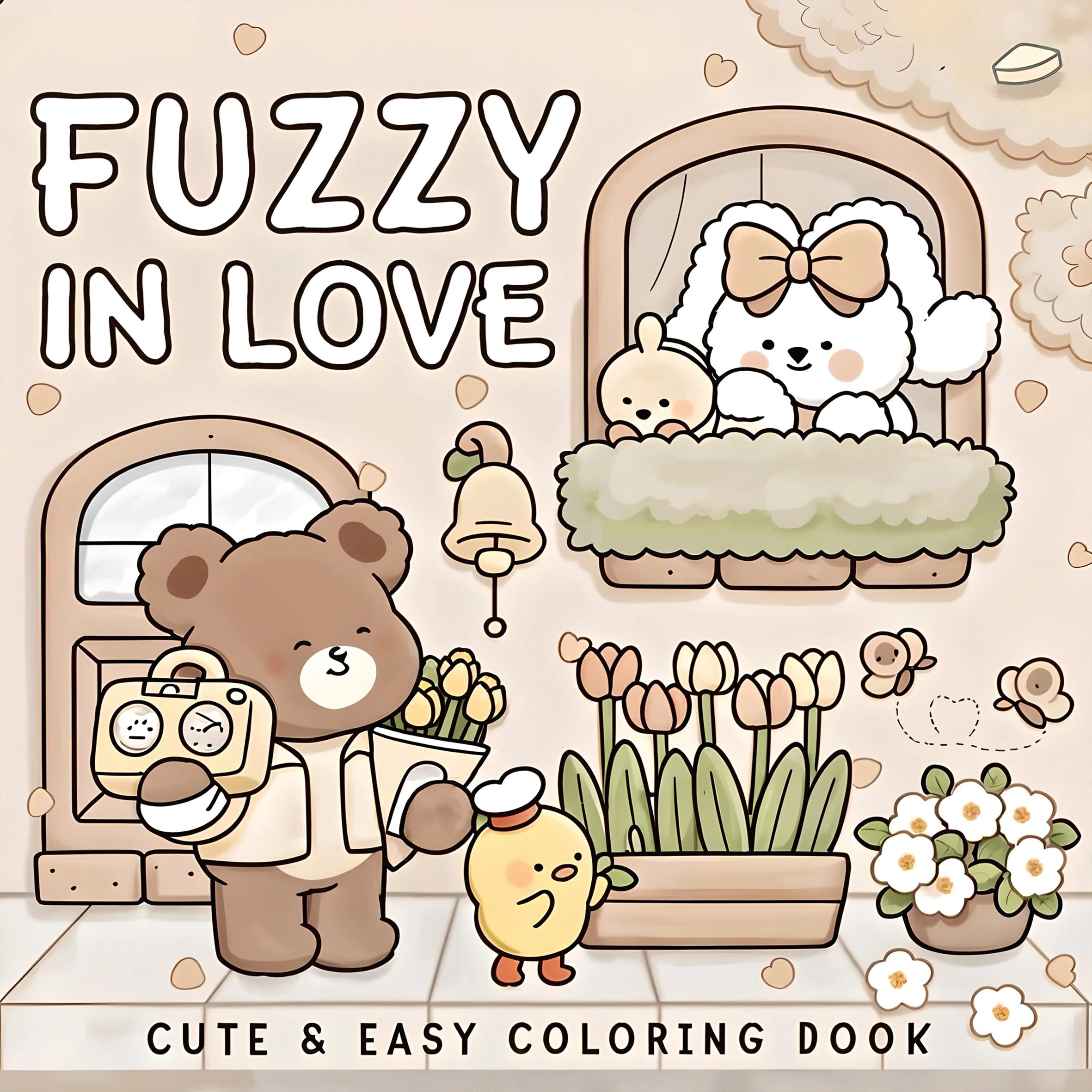 FUZZY in LOVE Bold-Easy Patterns Coloring Book for Adults Cute Drawing Book Perfect Gift for Party and Birthday