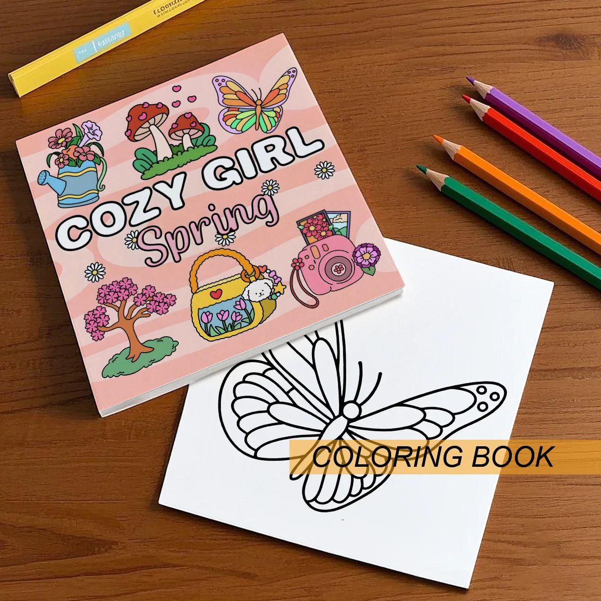 Cozy Girl Spring Art Coloring Book Adventure Color Cozy Adult Picture Book 24Page Cute Drawing Books Perfect Gift for Relaxation