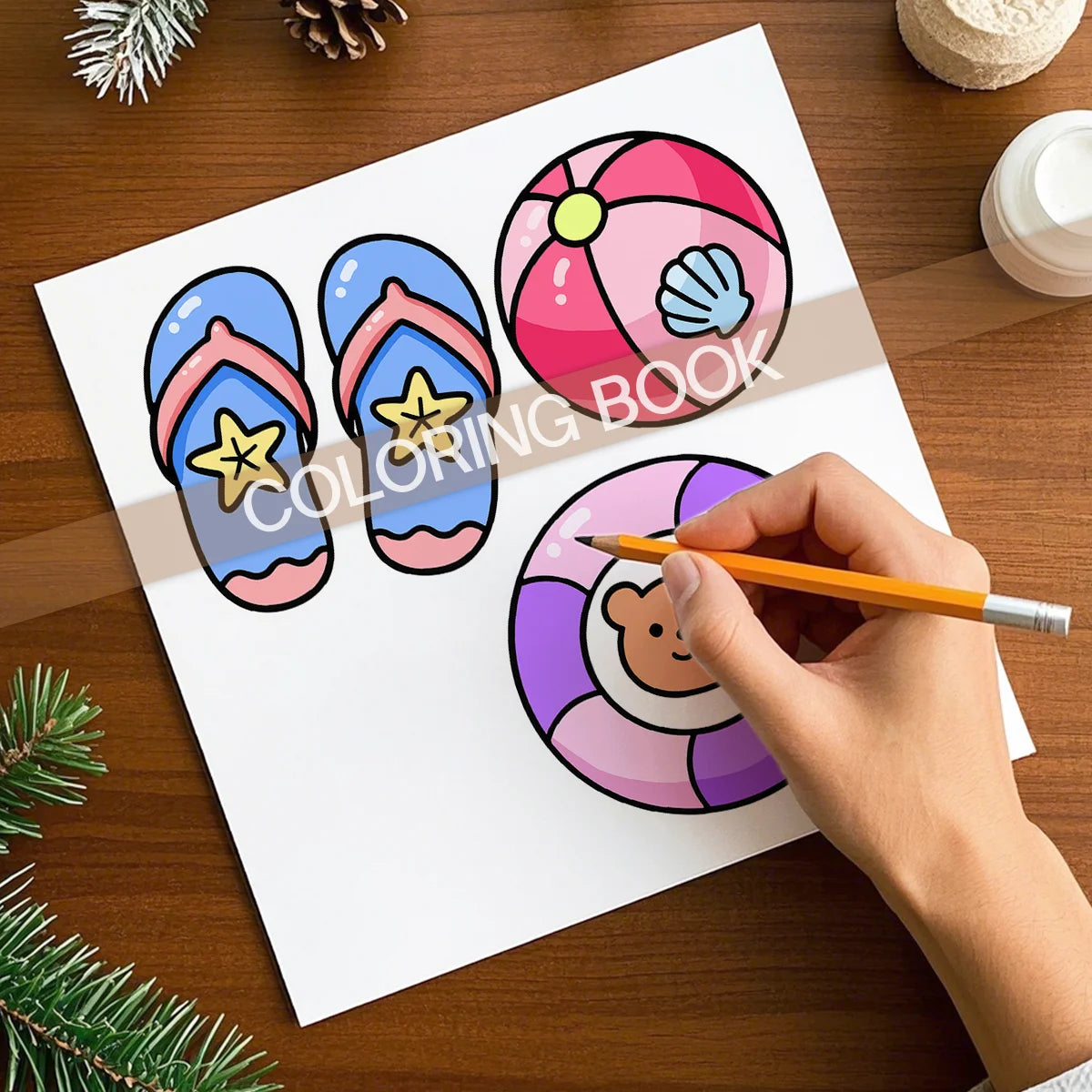 COZY SUMMER Bold-Easy Patterns Coloring Book for Adults Cute Graffiti Painting Drawing Book Perfect Gift for Party and Birthday